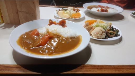 尊仏山荘の夕食カレー